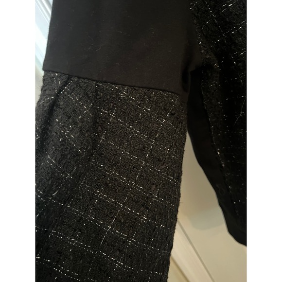 Karl Lagerfeld Paris Tweed Mixed-Media M Sweater Preppy Boho Metallic Academia - Picture 9 of 10